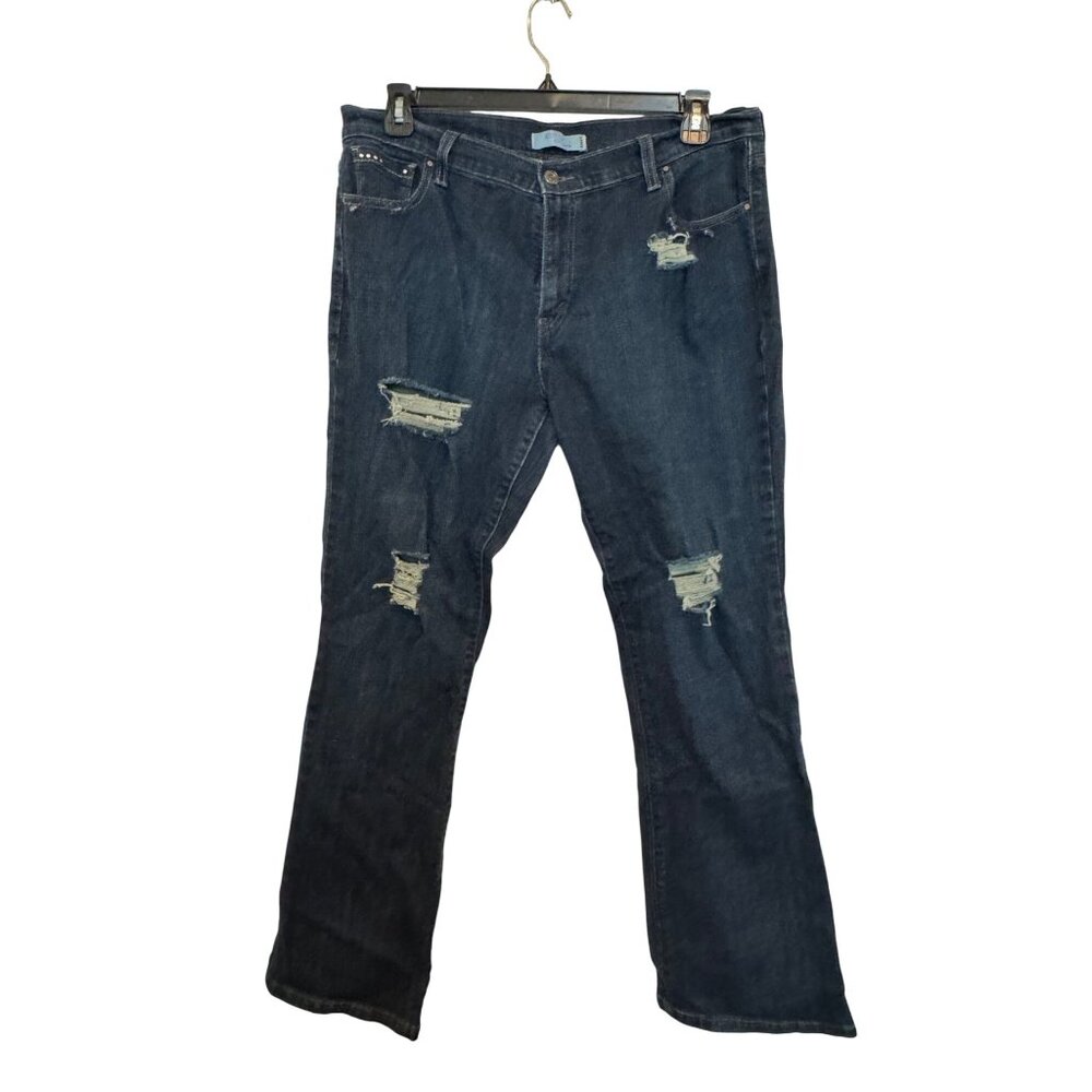 Levis 515 Womens Bootcut Distressed Jeans Size 16 Dark Wash Denim